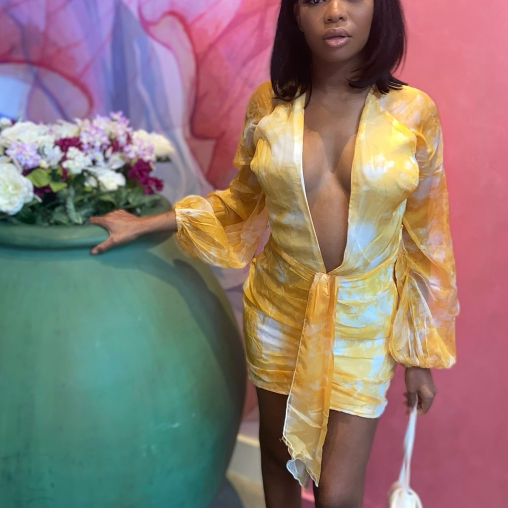 Tie dye long sleeve dress